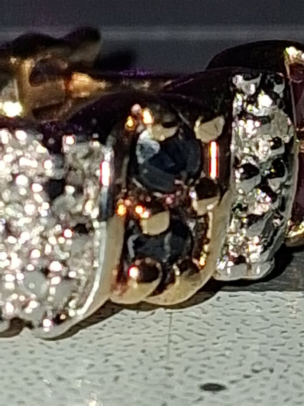 Ross Simons Vintage Genuine Ruby, Sapphire, Emeralds & Diamonds Earrings. - Picture 7 of 9